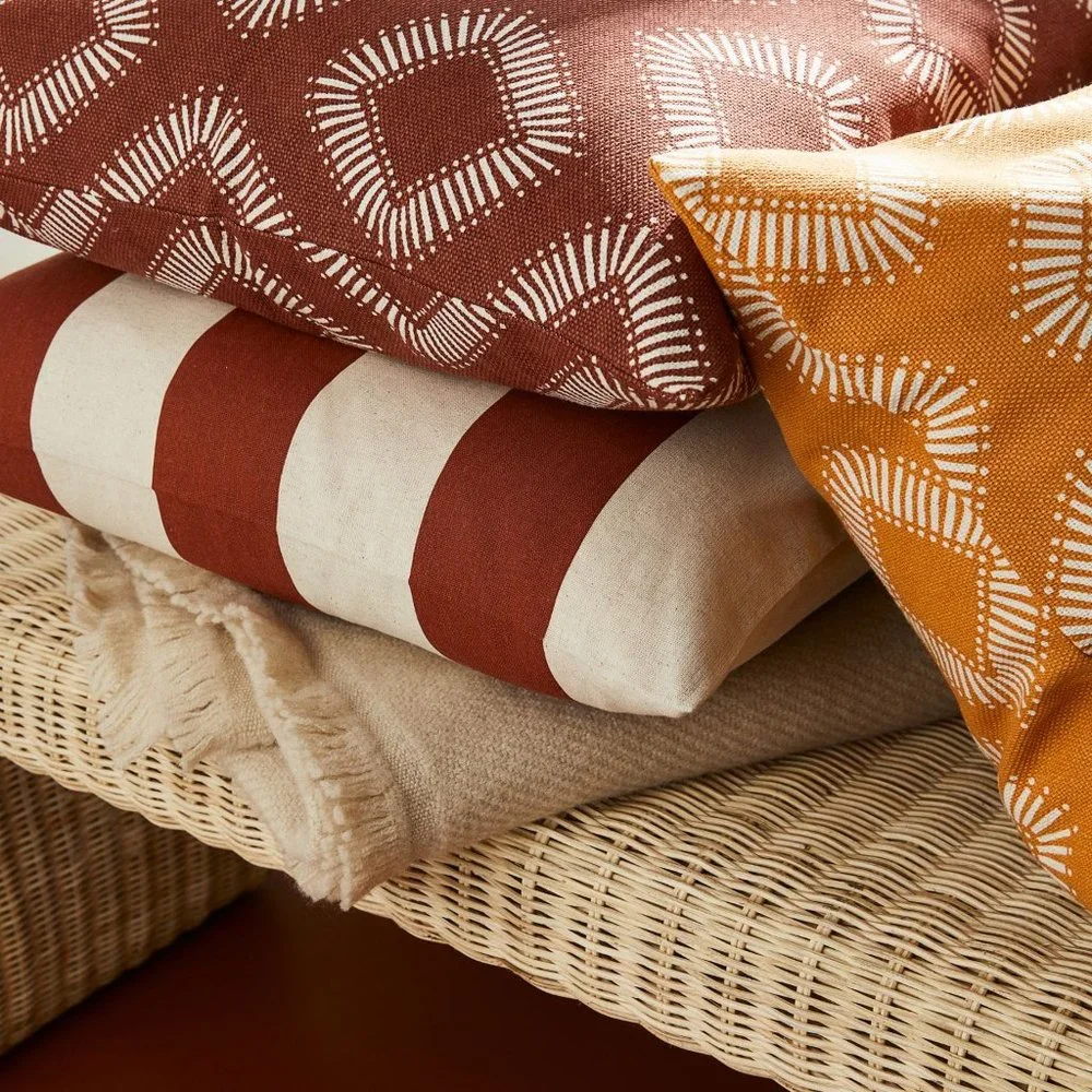 New West Elm Red & White Boho Geometric Throw Pillow Cover Case | Sham 20